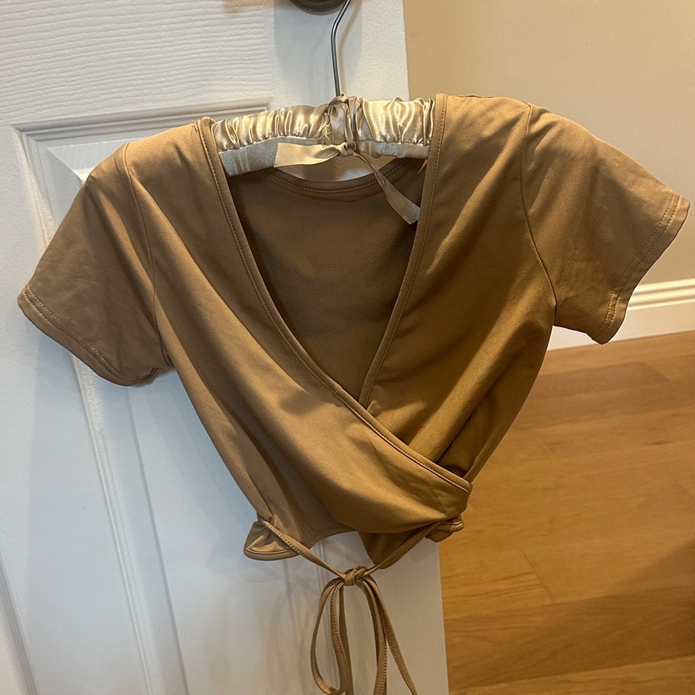Stylish Tan Wrap Top